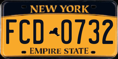 NY license plate FCD0732