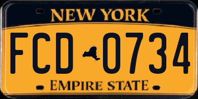 NY license plate FCD0734