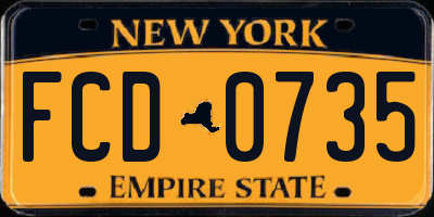 NY license plate FCD0735