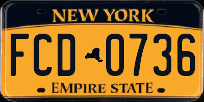 NY license plate FCD0736