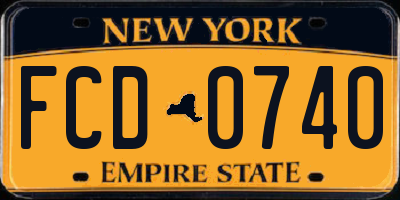 NY license plate FCD0740