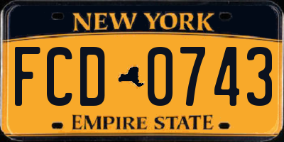 NY license plate FCD0743