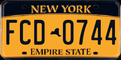 NY license plate FCD0744