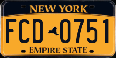 NY license plate FCD0751