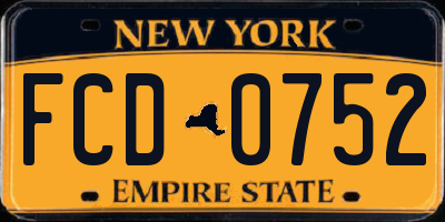 NY license plate FCD0752