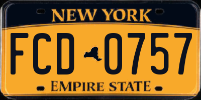 NY license plate FCD0757