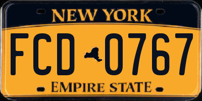 NY license plate FCD0767