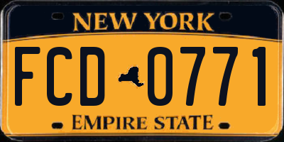 NY license plate FCD0771