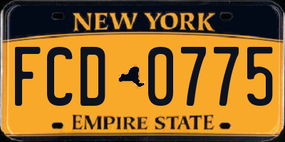 NY license plate FCD0775