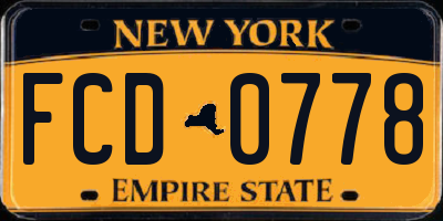 NY license plate FCD0778