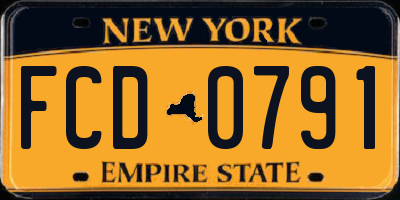 NY license plate FCD0791