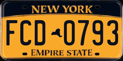 NY license plate FCD0793