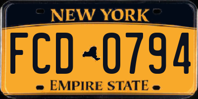NY license plate FCD0794