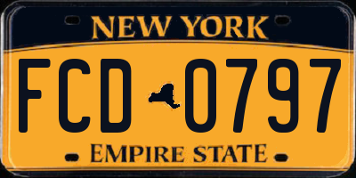NY license plate FCD0797