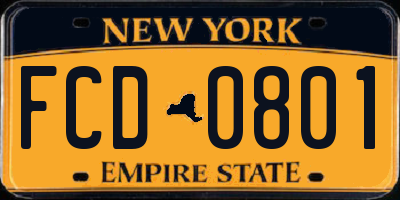 NY license plate FCD0801