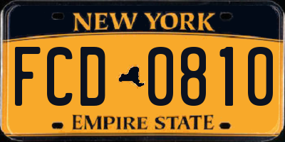 NY license plate FCD0810