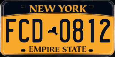 NY license plate FCD0812