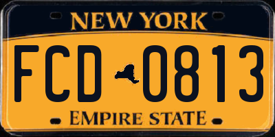 NY license plate FCD0813
