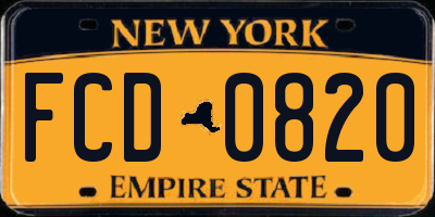 NY license plate FCD0820