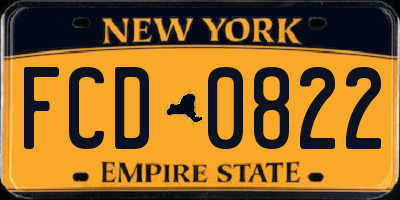 NY license plate FCD0822