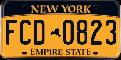 NY license plate FCD0823