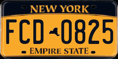NY license plate FCD0825