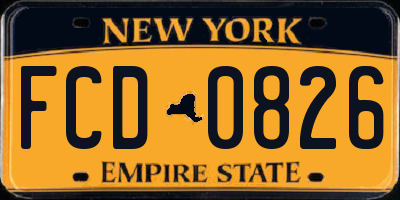 NY license plate FCD0826