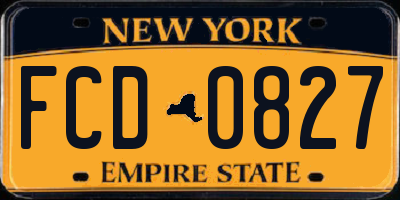 NY license plate FCD0827
