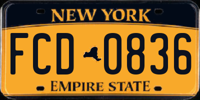 NY license plate FCD0836