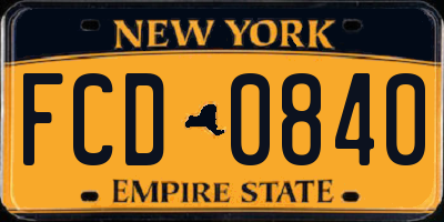 NY license plate FCD0840