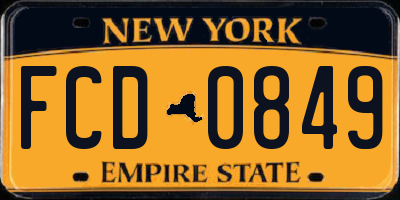 NY license plate FCD0849