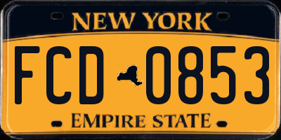 NY license plate FCD0853