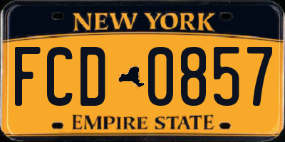NY license plate FCD0857