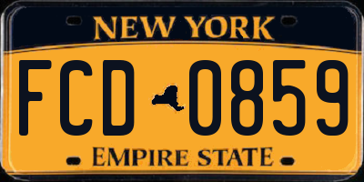 NY license plate FCD0859