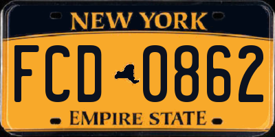 NY license plate FCD0862