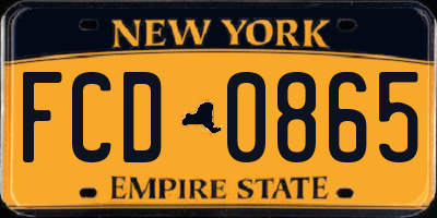 NY license plate FCD0865