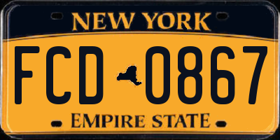 NY license plate FCD0867