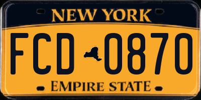 NY license plate FCD0870