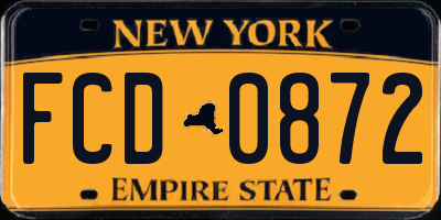 NY license plate FCD0872