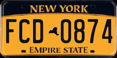 NY license plate FCD0874
