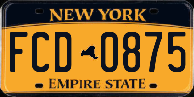 NY license plate FCD0875