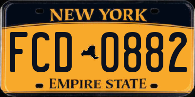 NY license plate FCD0882