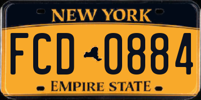 NY license plate FCD0884