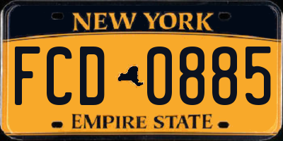 NY license plate FCD0885