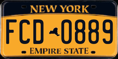 NY license plate FCD0889