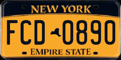 NY license plate FCD0890