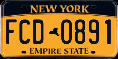 NY license plate FCD0891
