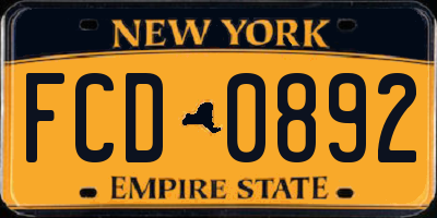 NY license plate FCD0892
