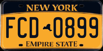 NY license plate FCD0899