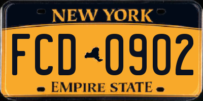 NY license plate FCD0902